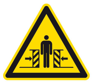 Warnzeichen - Warnung vor Quetschgefahr - Folie Selbstklebend  - Schenkellänge 5 cm