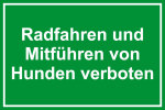 Spielplatzschild - Radfahren und Mitführen von Hunden verboten