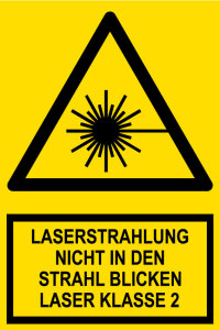 Warnschild - Laserstrahlung Laser Klasse 2 - Kunststoff - 20 x 30 cm