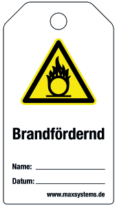 Verriegelungsetikett - Brandfördernd - Kunststoff 0,5 mm - 80 x 147 mm