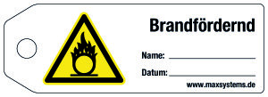 Verriegelungsetikett - Brandfördernd  - Kunststoff 0,5 mm - 160 x 55 mm