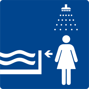 Schwimmbadschild - Erst duschen