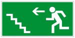 Fluchtwegschild - Rettungsweg Treppe aufwärts links