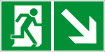 Fluchtwegschild - Rettungsweg rechts abwärts