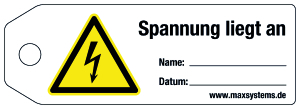 Verriegelungsetikett - Spannung liegt an  - Kunststoff 0,5 mm - 160 x 55 mm